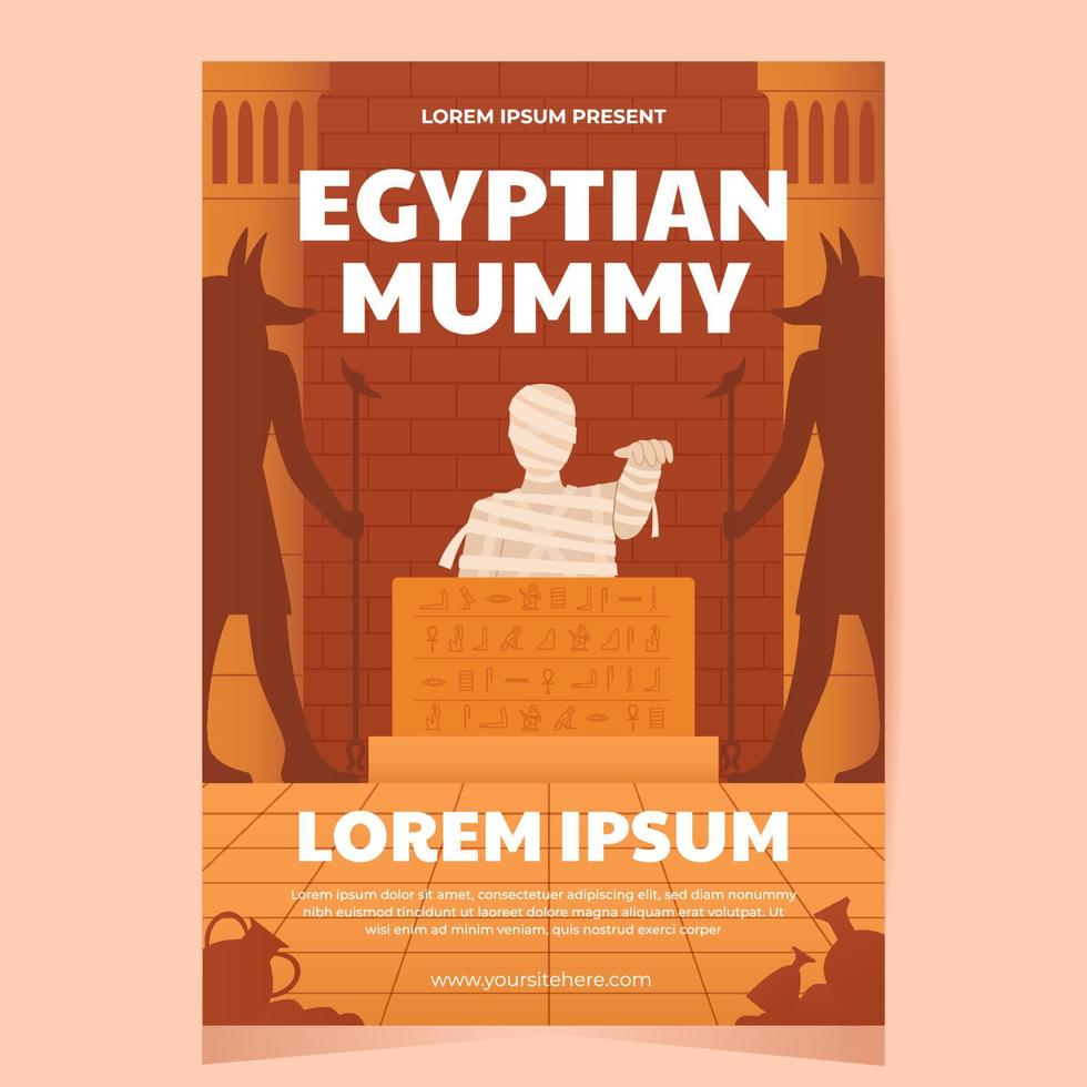 modèle d'affiche de momie égyptienne vecteur