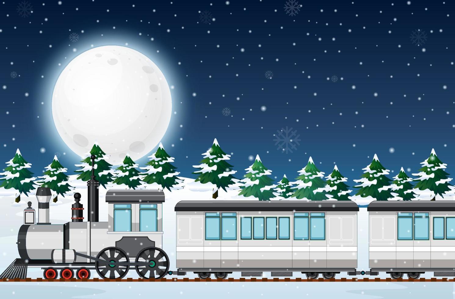 scène extérieure avec un train de locomotive à vapeur vecteur
