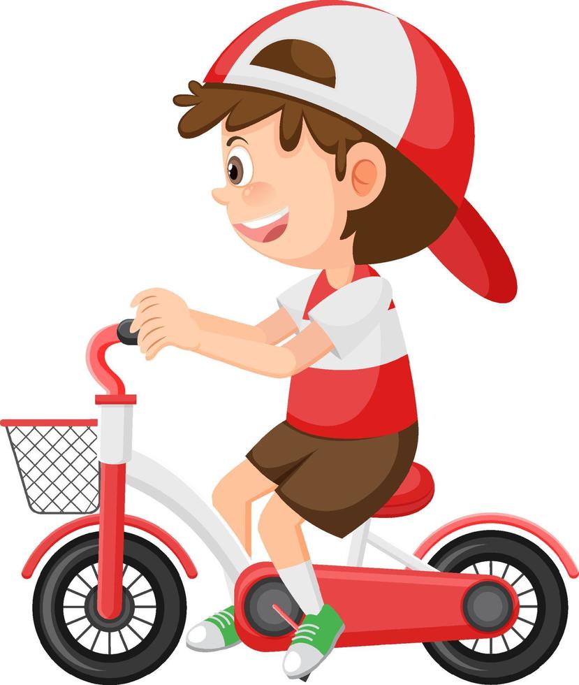 petit garçon faire du vélo isolé vecteur