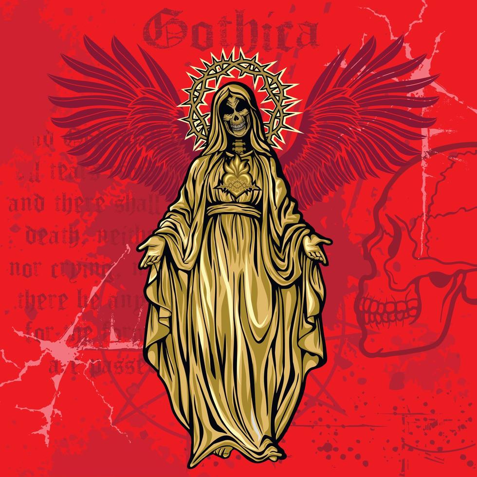 sainte mort - santa muertre, t-shirts grunge vintage design vecteur