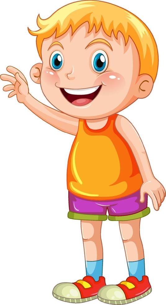personnage de dessin animé heureux jeune garçon debout vecteur