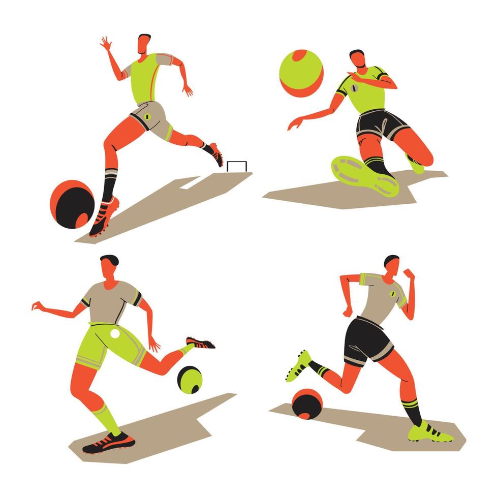 illustrations de joueurs de football de football plat vecteur