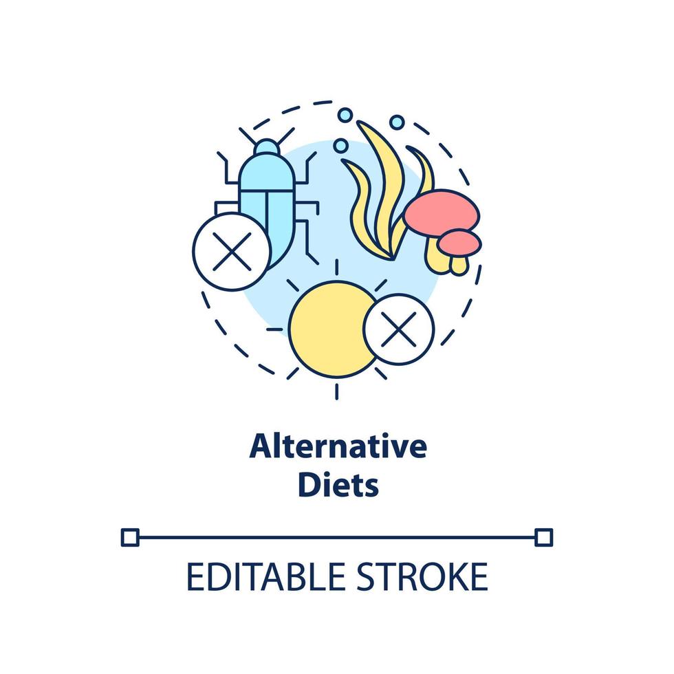icône de concept de régimes alternatifs. environnement compact. approches de la sécurité alimentaire idée abstraite illustration en ligne mince. dessin de contour isolé. trait modifiable. vecteur