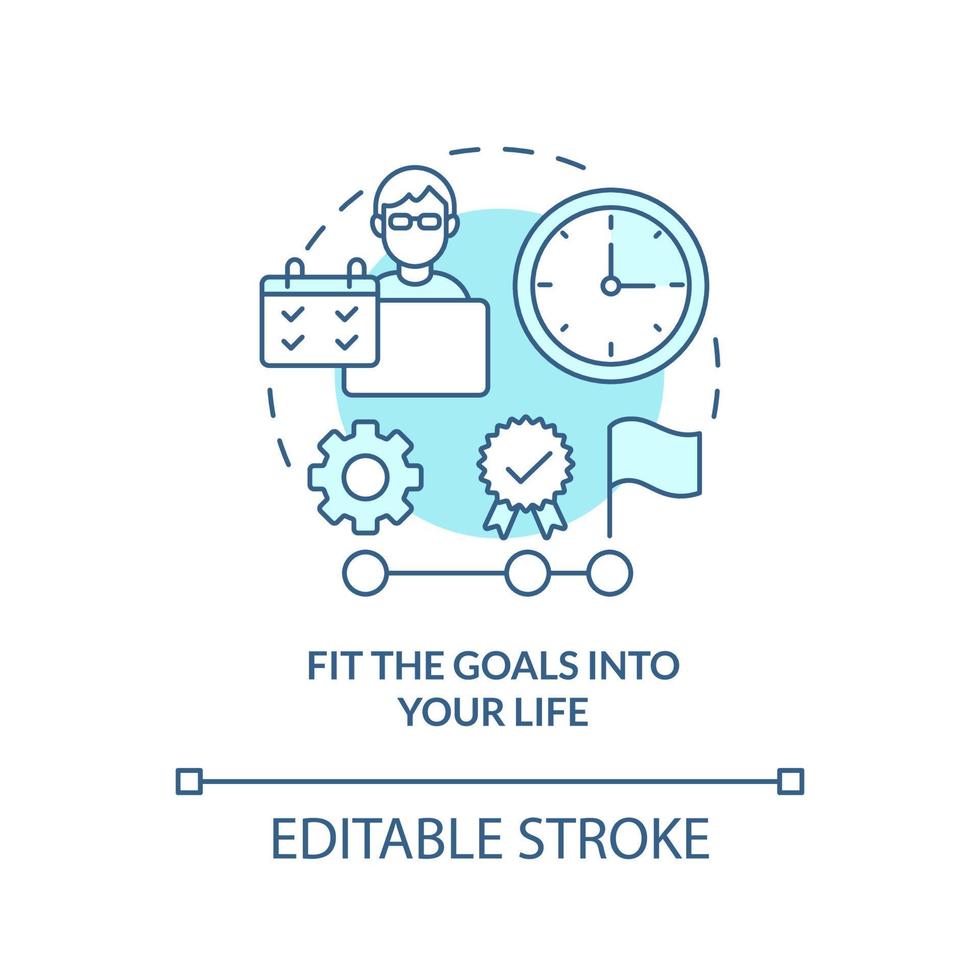 adapter les objectifs à votre icône de concept turquoise de vie. adopter l'illustration de la ligne mince de l'idée abstraite d'apprentissage tout au long de la vie. dessin de contour isolé. trait modifiable. vecteur