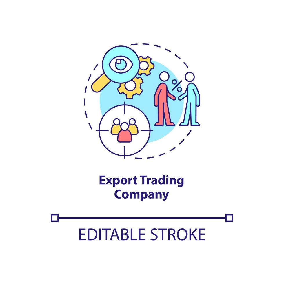 icône de concept de société de commerce d'exportation. entreprise d'externalisation. types d'illustration de ligne mince d'idée abstraite d'entreprise. dessin de contour isolé. vecteur