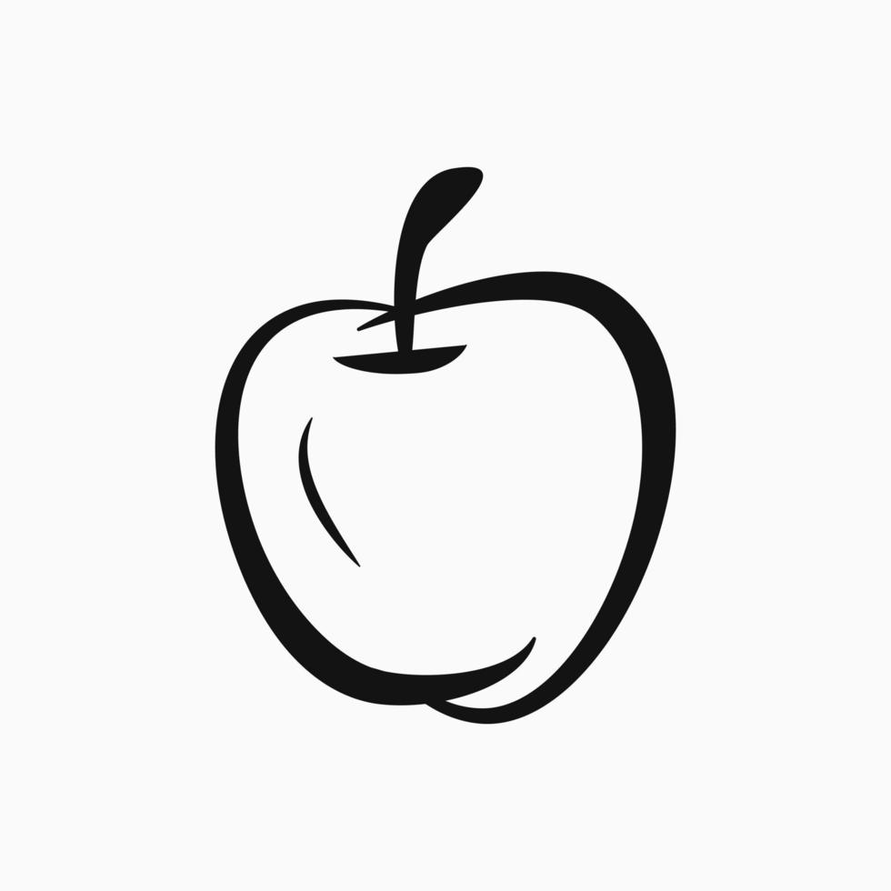 icône de pomme. icône de contour de fruits. noir et blanc. pour le logo, l'icône, le symbole et le signe vecteur