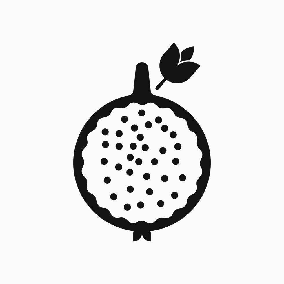 icône de fruits de la passion. logotype de fruits. noir et blanc. pour le logo, l'icône, le symbole et le signe vecteur