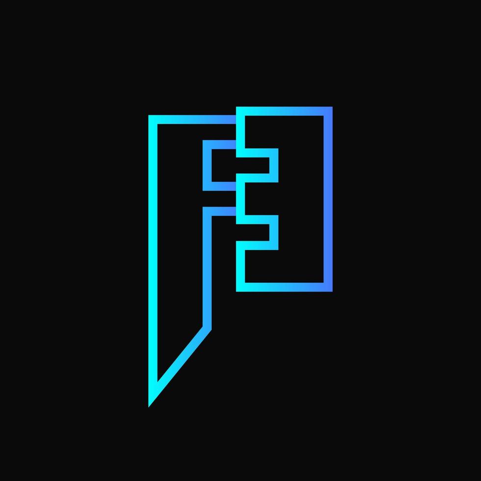concept de logo lettre fe. pente. bleu et violet. logotype de la ligne. logo, icône, symbole et signe. fond noir. moderne. logo minimaliste vecteur