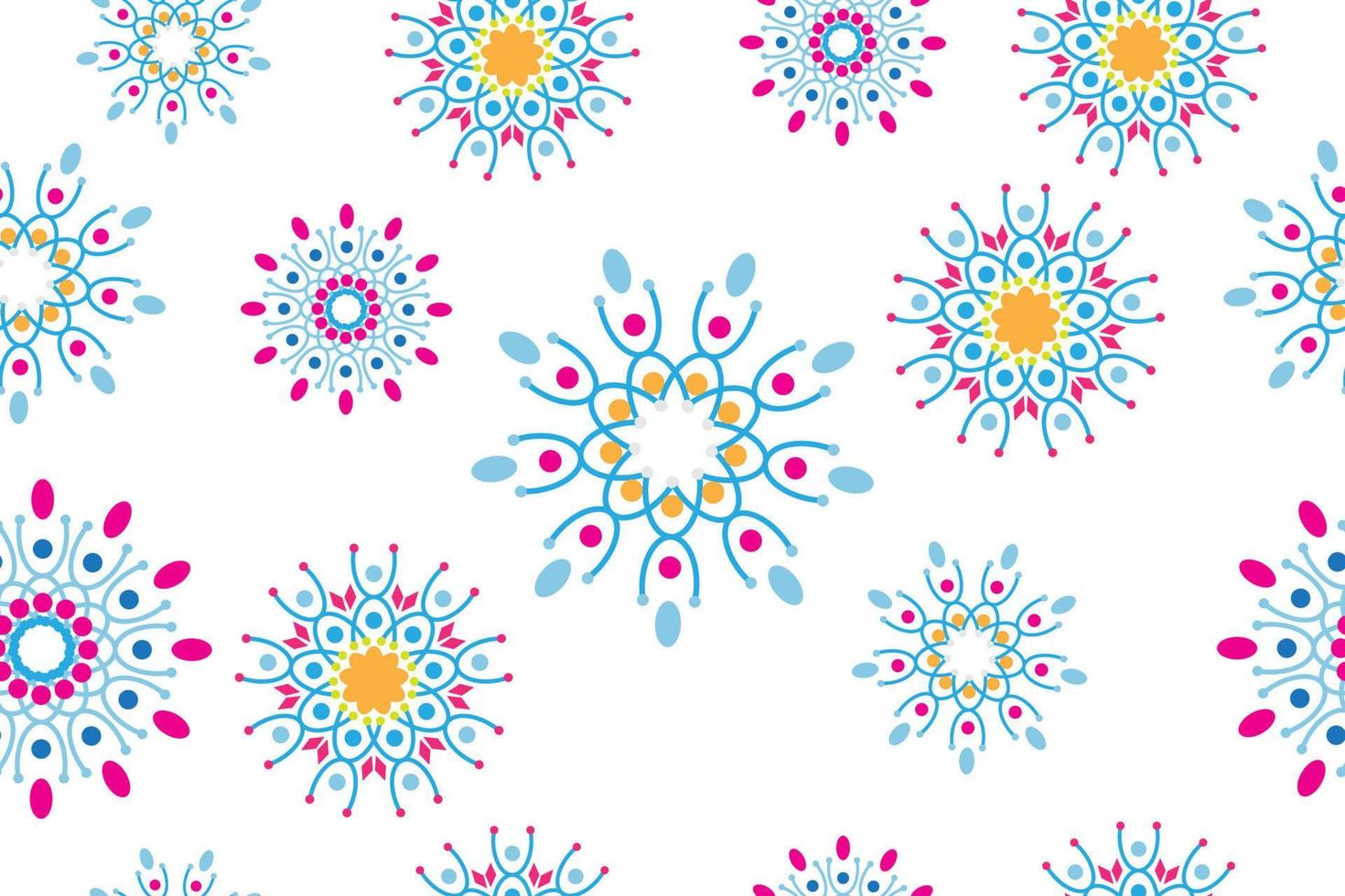 motif de fleurs géométriques abstraites transparentes colorées. beau modèle de conception de tissu batik indonésie. ornement vintage à carreler. conception graphique élégante. rose magenta bleu cyan vert beige vecteur