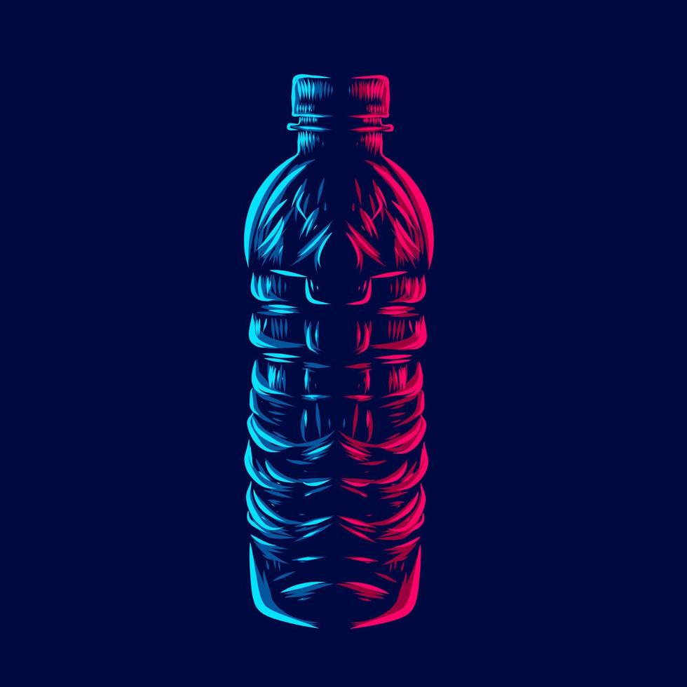 bouteille ligne pop art potrait logo design coloré avec un fond sombre. illustration vectorielle. vecteur