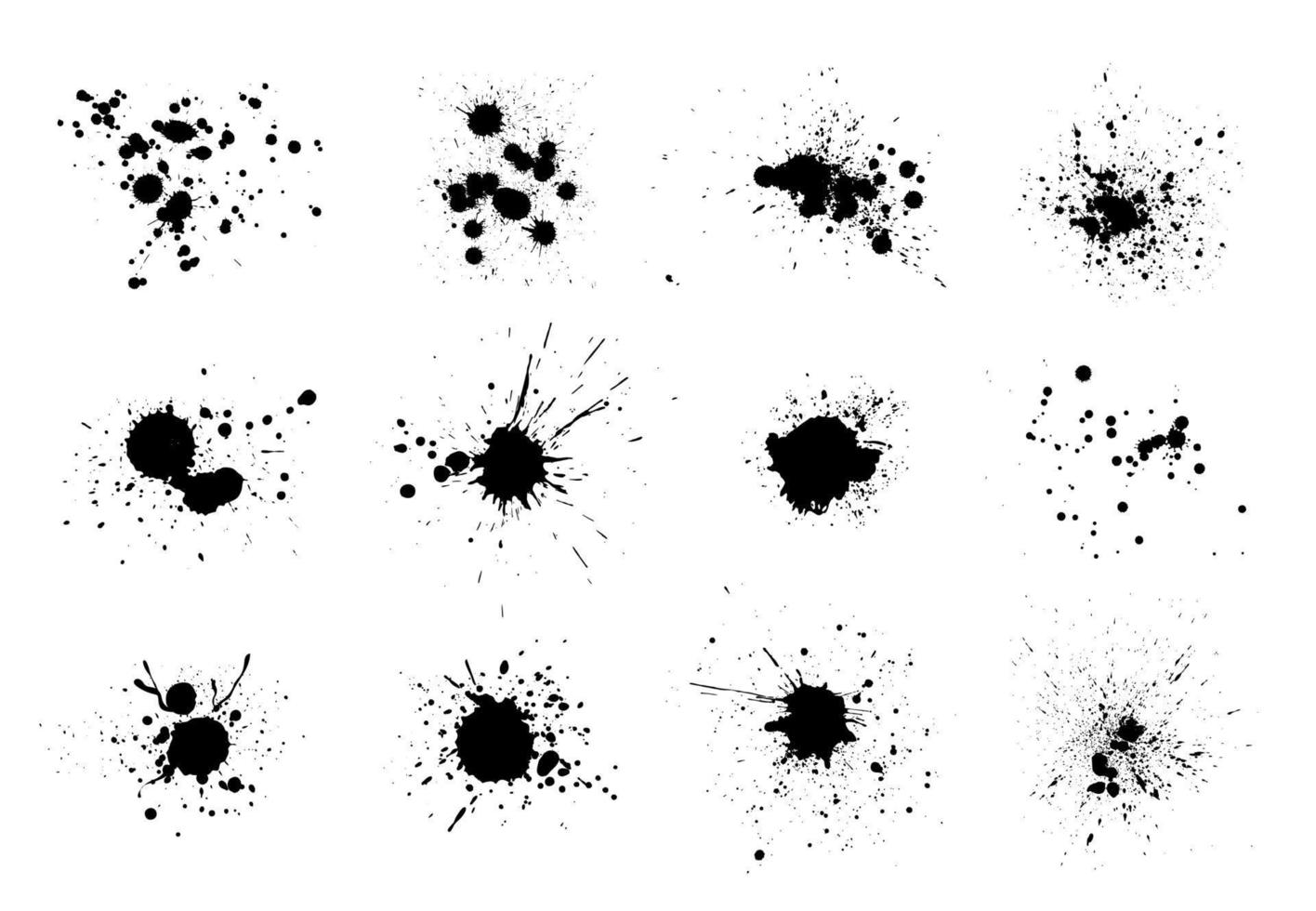 éclaboussures d'encre noire. texture de pinceau de peinture aquarelle de vecteur. ensemble d'éclaboussures et de taches d'encre vecteur