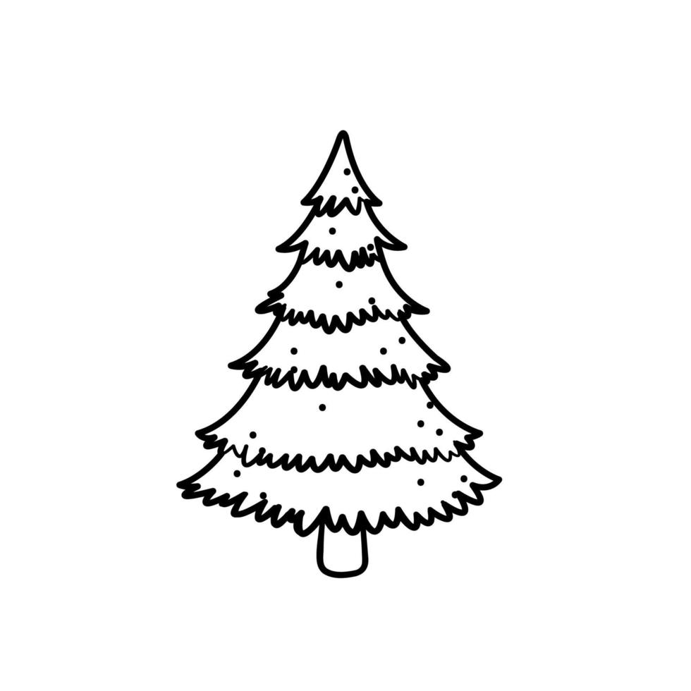 icône de ligne noire de sapin. illustration de croquis de pin vecteur