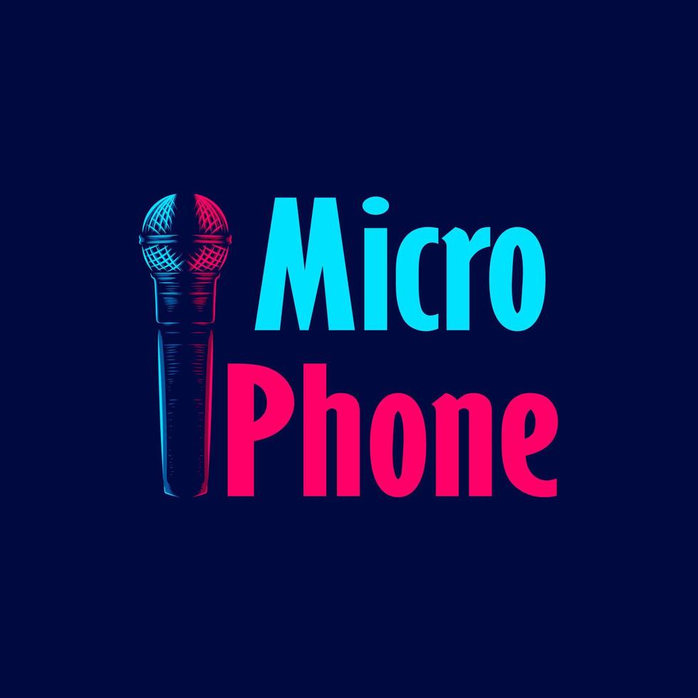 microphone vintage retro mic line pop art potrait logo design coloré avec fond sombre. illustration vectorielle abstraite. vecteur