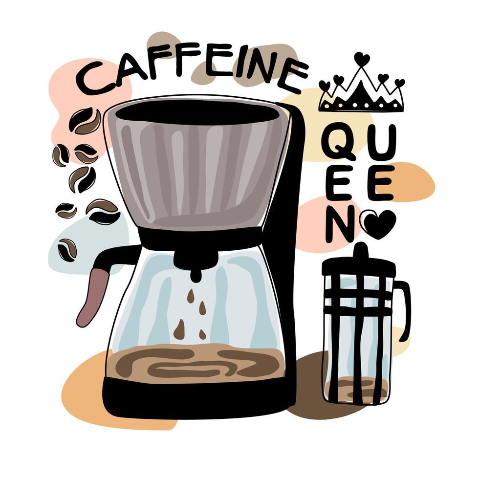 citations de café vectorielles et ensemble d'inspiration conçu dans un style doodle pour les conceptions de t-shirts, les motifs de tissu, les impressions sur toile, les cartes, le scrapbooking, les oreillers, les sacs, etc. vecteur