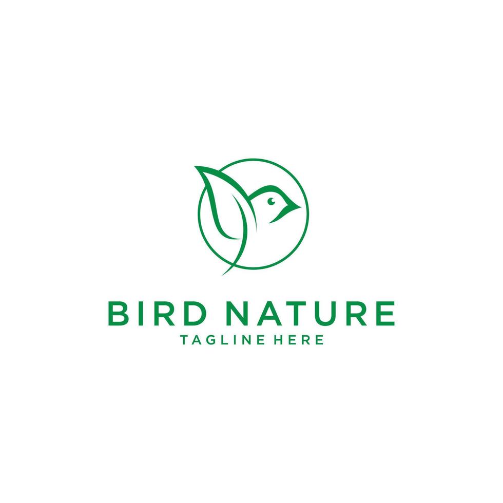 oiseau moderne avec icône de vecteur de modèle de logo de feuille verte