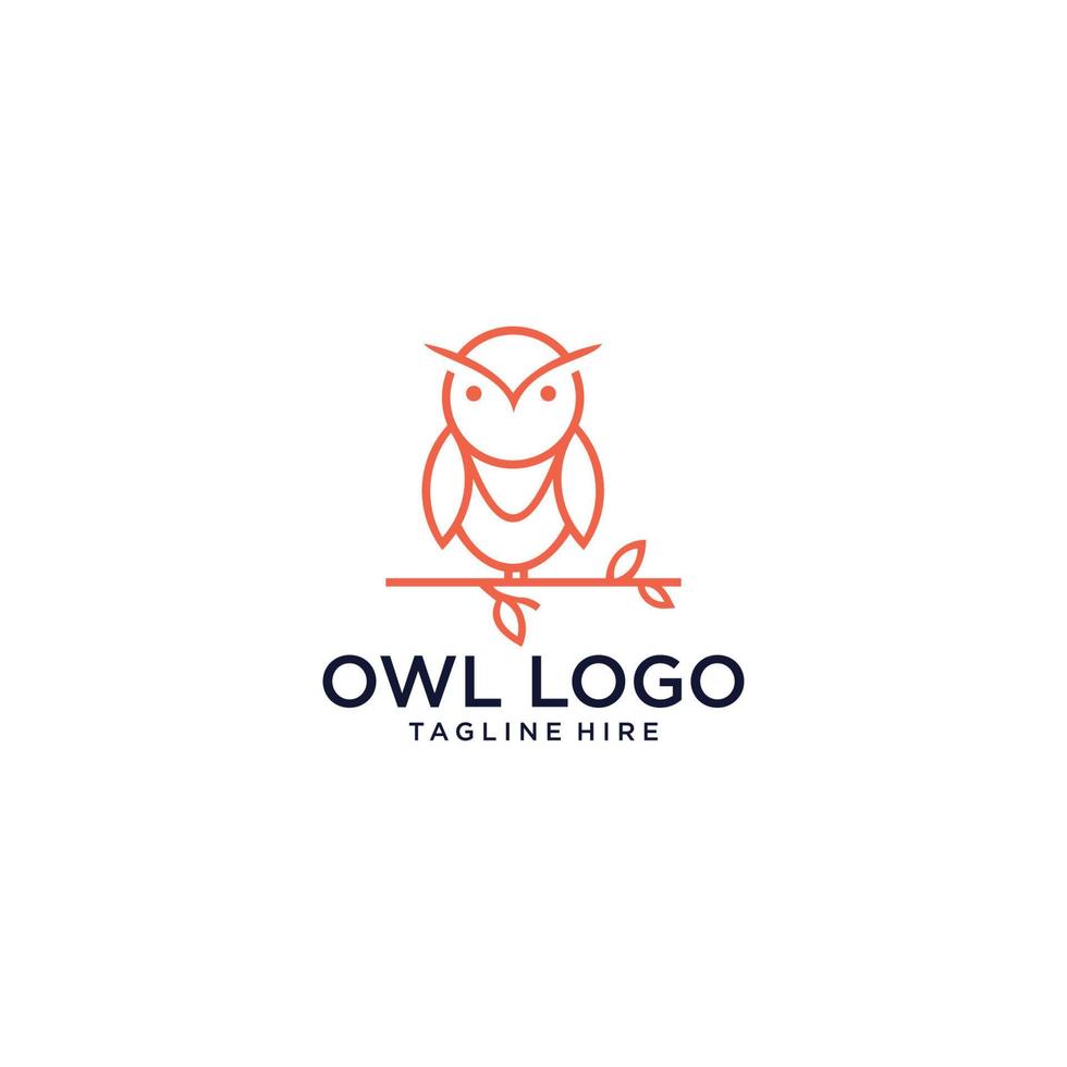 chouette oiseau tête d'animal visage ligne logo design inspiration vecteur