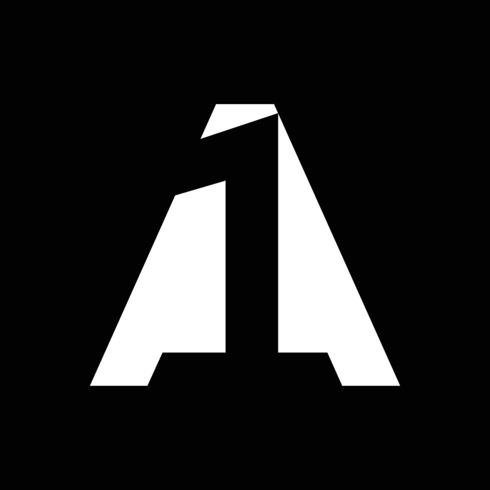 lettre initiale et logo numérique, a et 1, a1, 1a, espace négatif noir vecteur