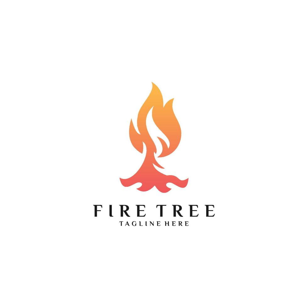 arbre avec orange feu flamme logo design vecteur graphique symbole icône signe illustration idée créative