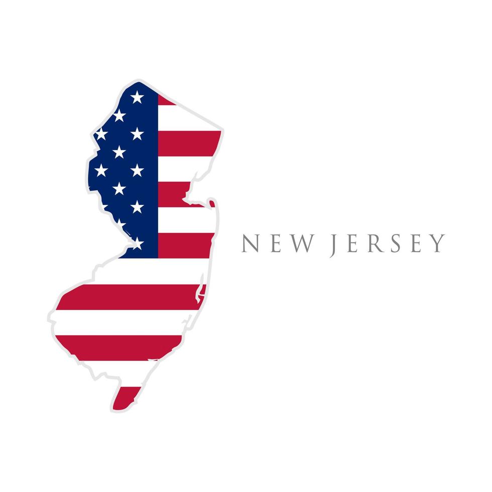 forme de carte d'état du new jersey avec drapeau américain. illustration vectorielle. peut être utilisé pour le jour de l'indépendance des états-unis d'amérique, le nationalisme et l'illustration du patriotisme. conception de drapeau des etats unis vecteur