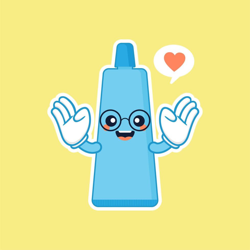 dentifrice souriant mignon et kawaii. illustration de personnage de dessin animé de vecteur plat. soin des dents. concept dentaire pour la dentisterie des enfants. prévention des maladies de la cavité buccale.