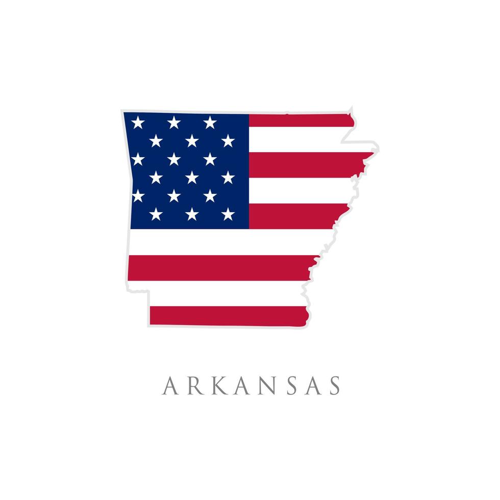 forme de carte d'état de l'arkansas avec le drapeau américain. illustration vectorielle. peut être utilisé pour le jour de l'indépendance des états-unis d'amérique, le nationalisme et l'illustration du patriotisme. conception de drapeau des etats unis vecteur