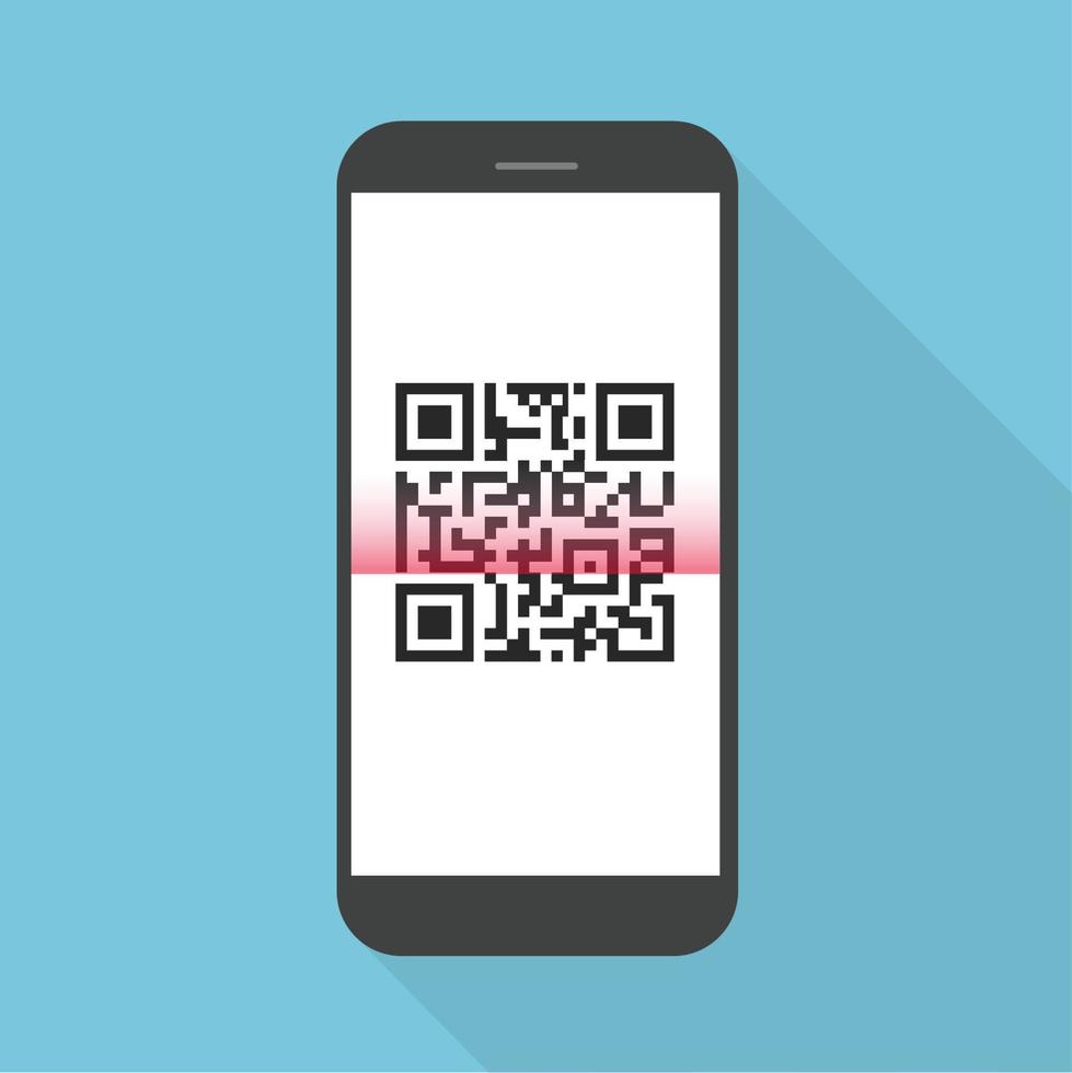 conception flash avec ombre portée le téléphone intelligent avec code qr à l'écran. le concept est l'analyse du code qr sur le téléphone intelligent, l'illustration de l'élément de conception vectorielle vecteur