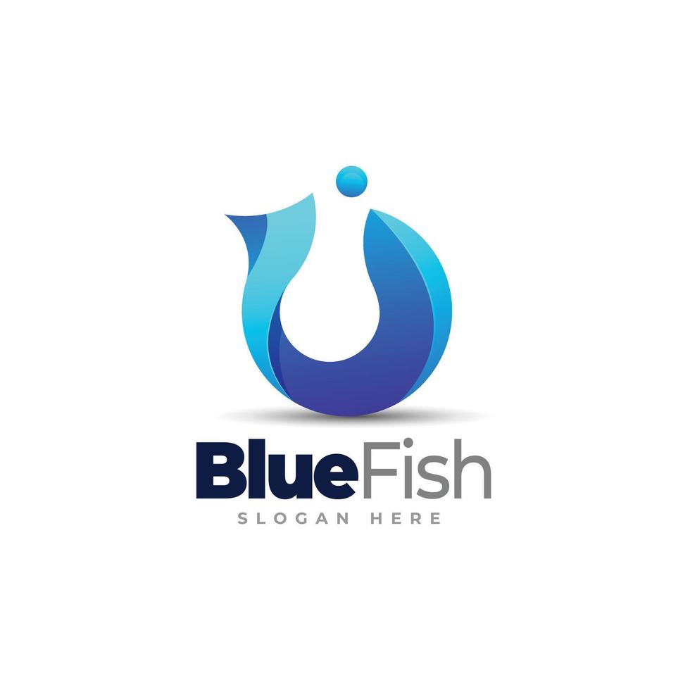 modèle de logo de poisson bleu vecteur