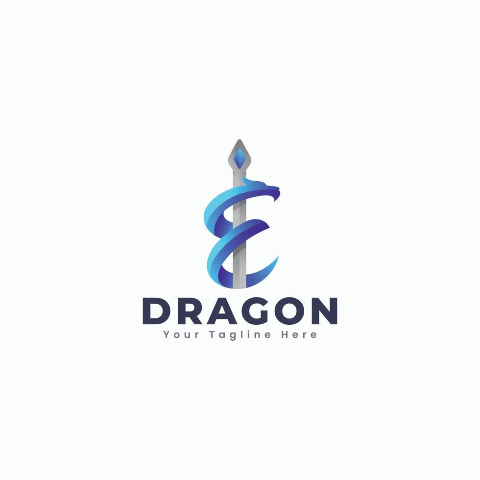 conception de modèle de logo d'épée de dragon vecteur