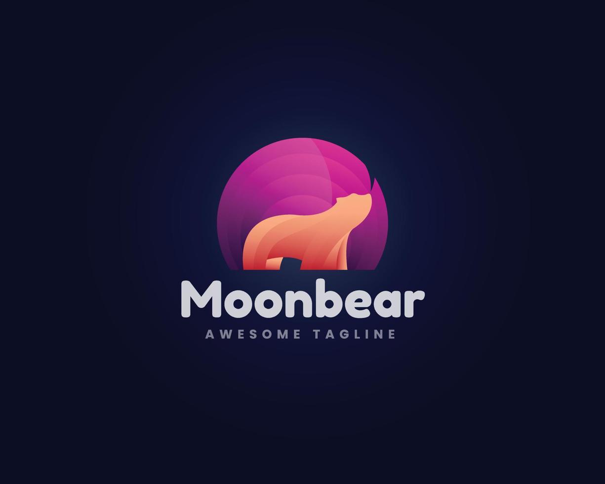 modèle de logo d'ours de lune vecteur