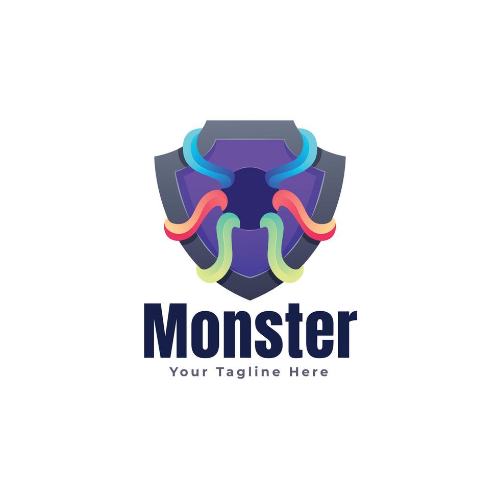 modèle de logo de bouclier de monstre vecteur
