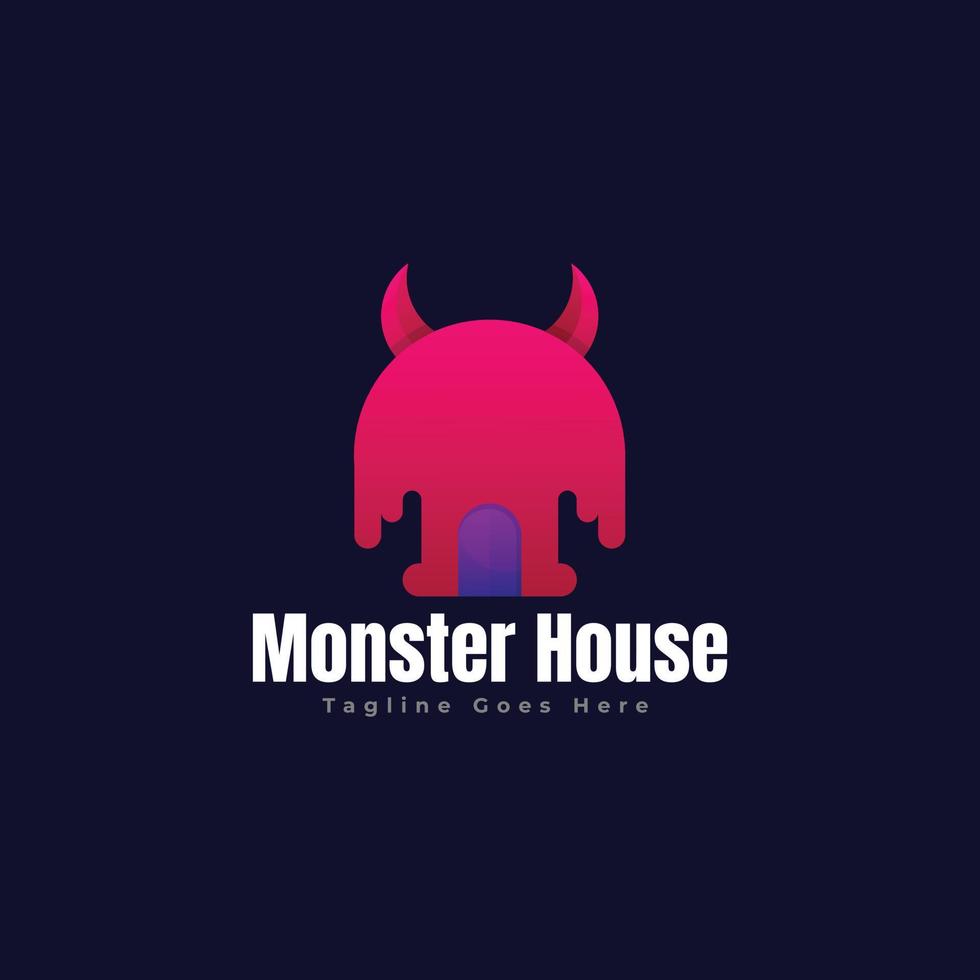 création de modèle de logo de maison de monstre vecteur