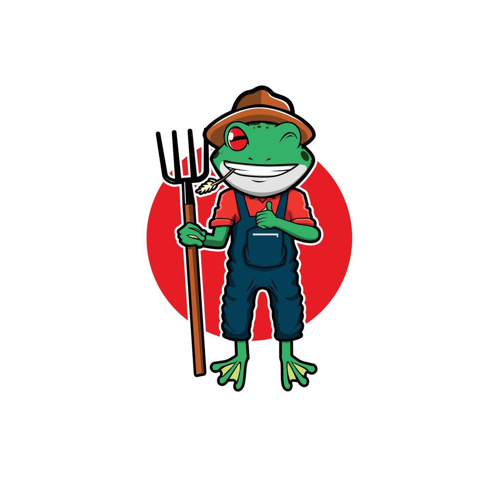 grenouille, agriculteur, mignon, vecteur, illustration, conception vecteur