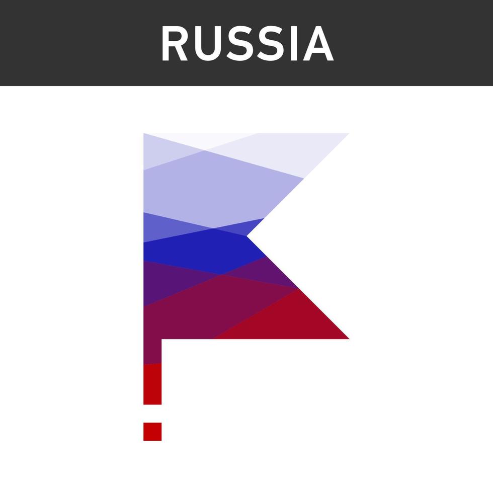 drapeau de la russie sur le mât. low-poly. isolée. illustration vectorielle vecteur