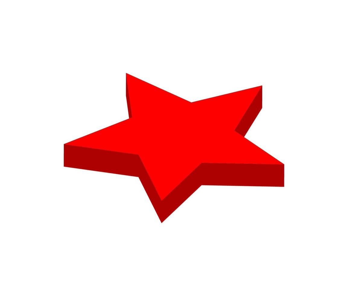 étoile rouge vue isométrique d'en haut vecteur sur fond blanc isolé