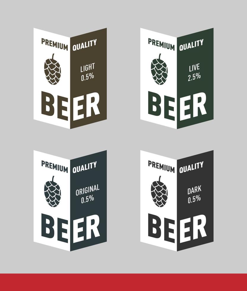 étiquette de bière avec ensemble de modèles vectoriels de conception de houblon vecteur