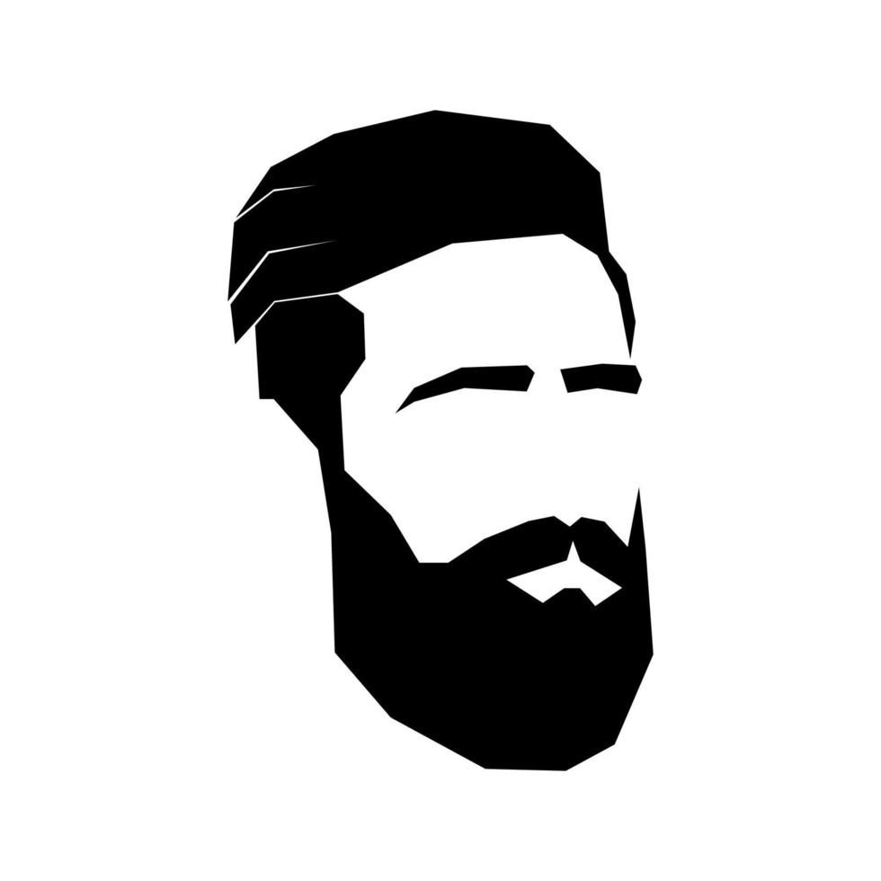 visage d'homme barbu. signe pour le salon de coiffure pour hommes. branché. noir blanc vecteur