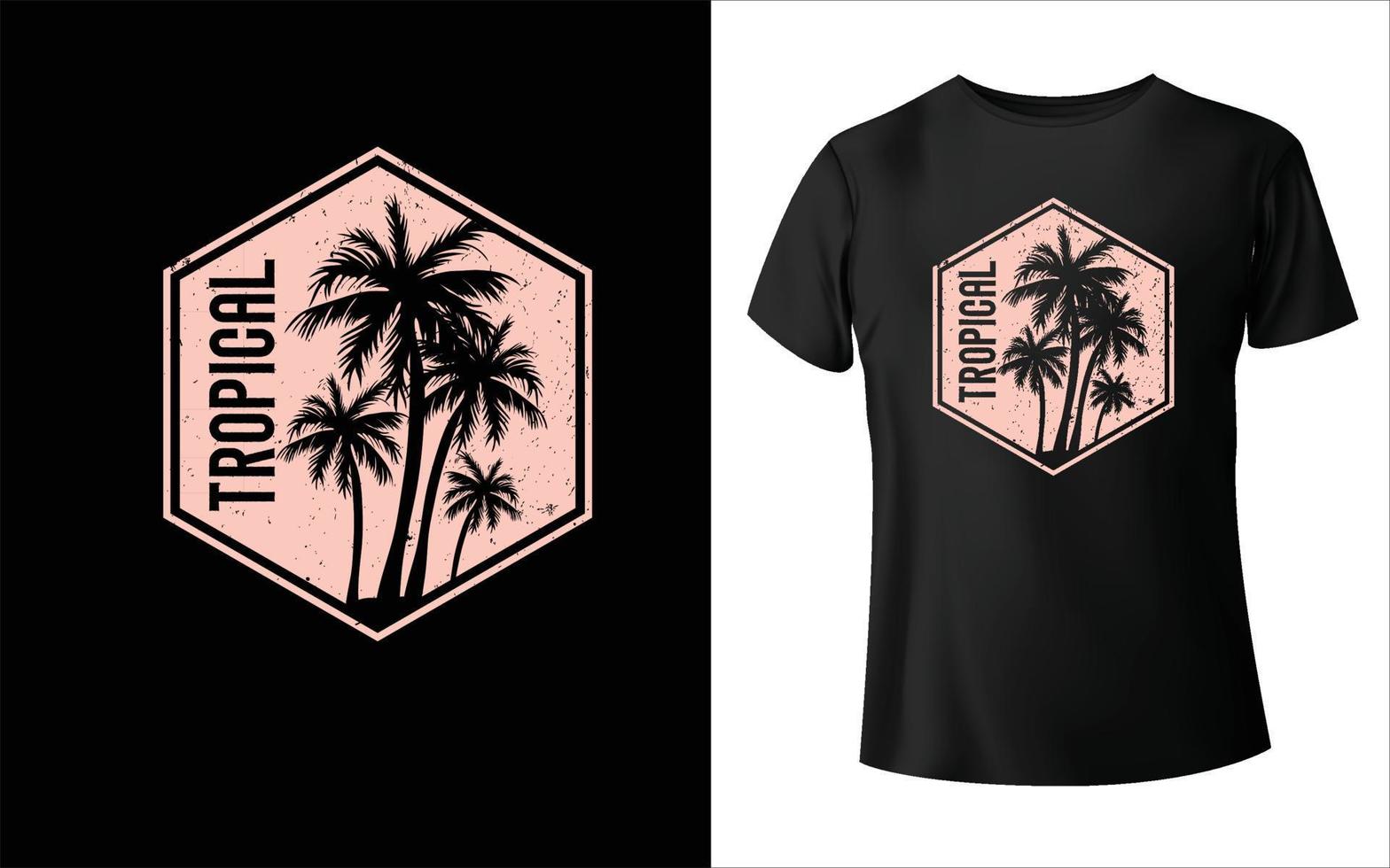 t-shirt et vêtements élégants du côté de l'océan californien design tendance avec silhouettes de palmiers, typographie, impression, illustration vectorielle. échantillons globaux vecteur