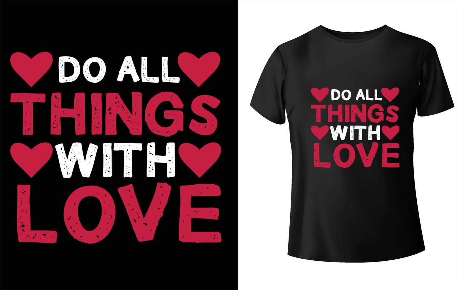 pensez tous avec la conception de t-shirt d'amour vecteur