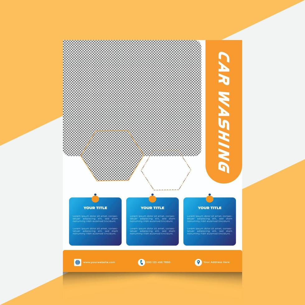 modèle de conception de flyer créatif. dépliant de service de lavage et de nettoyage de voiture, dépliant, modèle d'affiche. vecteur