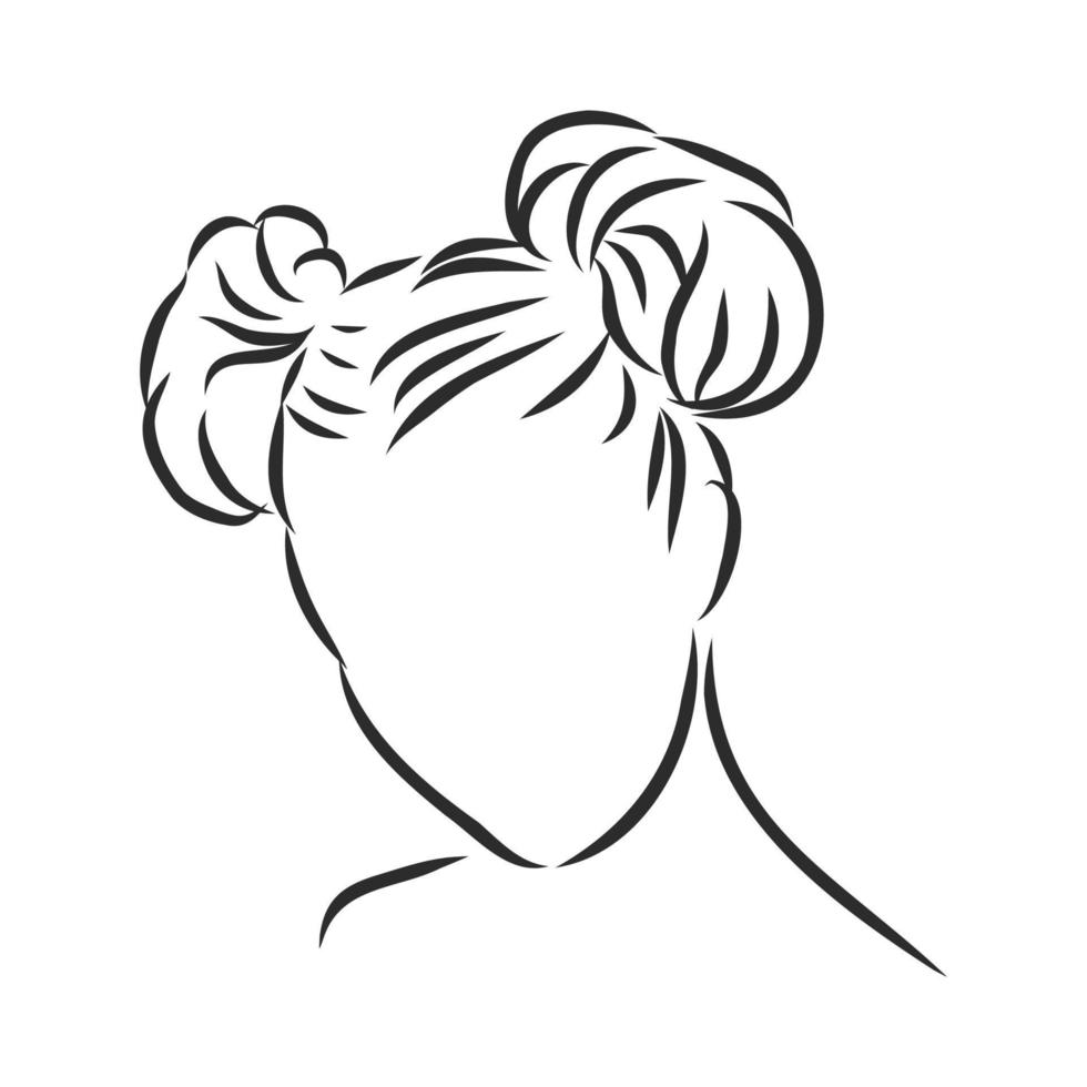 croquis de vecteur de coiffure pour femmes