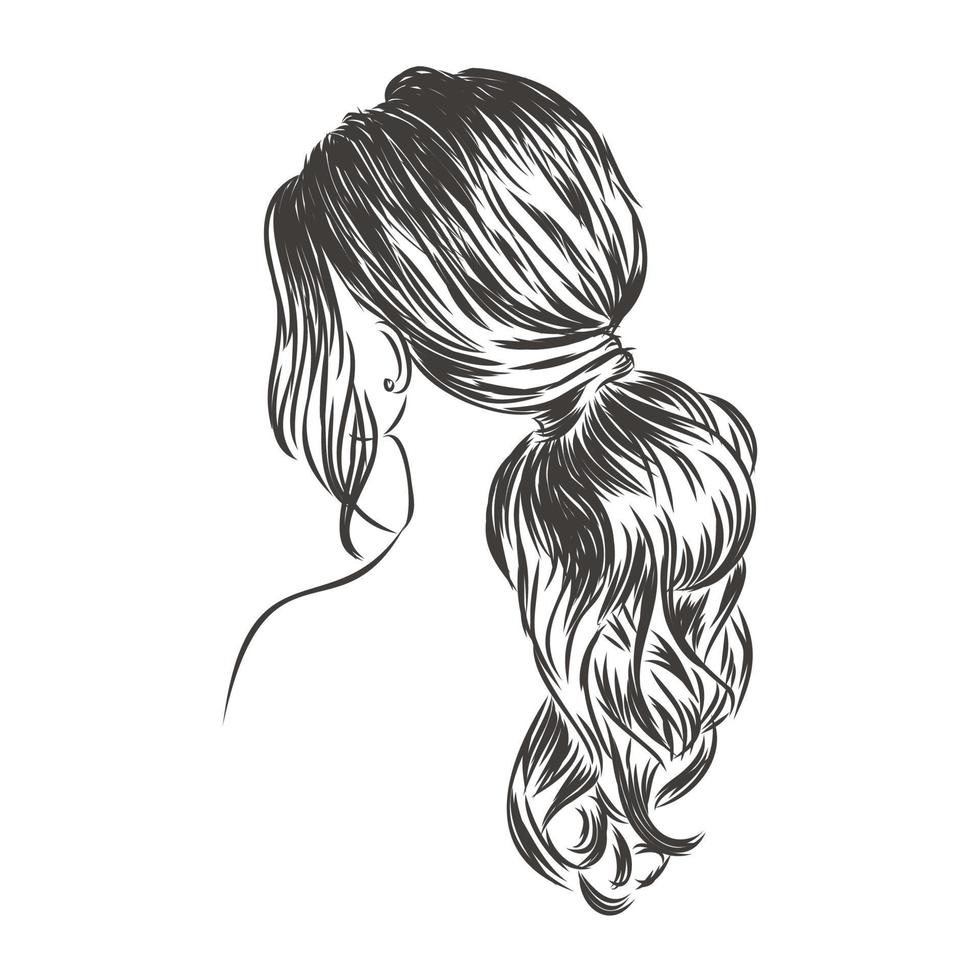 croquis de vecteur de coiffure pour femmes