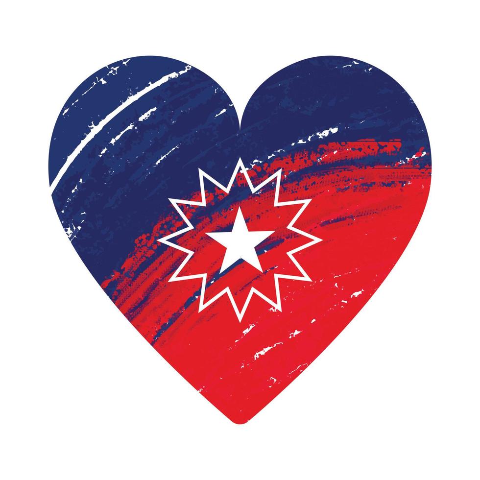 peindre l'illustration vectorielle artistique texturée du drapeau du dix-neuvième en forme de coeur - coups de pinceau bleu rouge, étoile blanche. bannière de drapeau d'élément de conception pour le dix-neuvième jour - liberté afro-américaine vecteur
