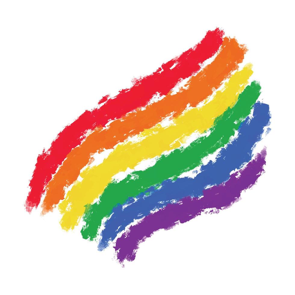 trait de peinture arc-en-ciel de vecteur texturé, rayures colorées dans la couleur de la communauté lgbt. modèle d'arrière-plan de pinceau dessiné à la main aquarelle artistique, élément de conception pour le mois de la fierté, célébration lgbtq