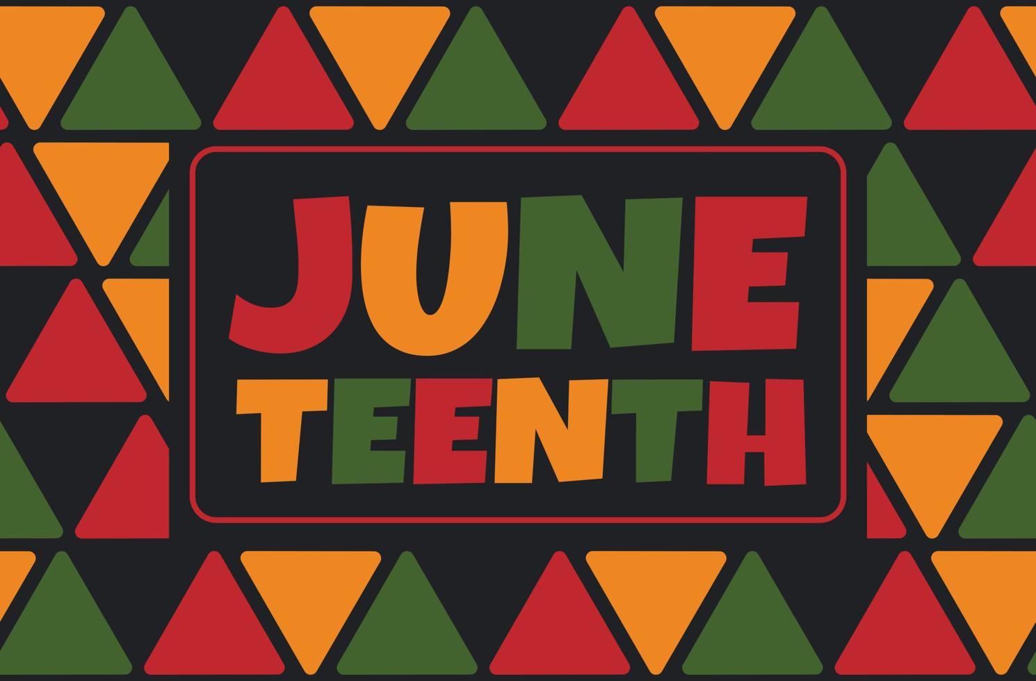 conception de la bannière du dix-neuvième sur un motif sans couture avec des triangles aux couleurs africaines traditionnelles - noir, rouge, jaune, vert. design de fond africain minimaliste de vecteur