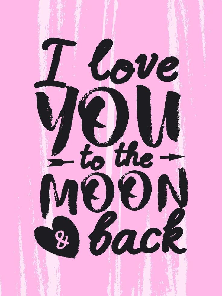 carte de voeux saint valentin avec signe romantique je t'aime sur la lune et retour vecteur