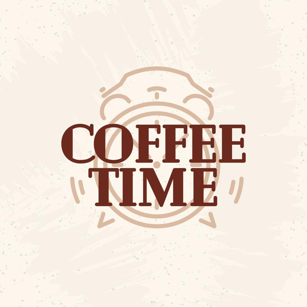 logo de l'heure du café avec style de ligne de couleur marron horloge isolé sur fond pour café vecteur