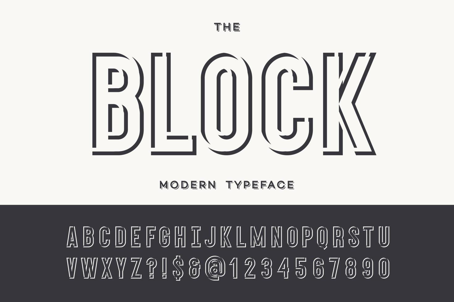 bloquer la police de caractères moderne. alphabet typographie moderne sans empattement vecteur