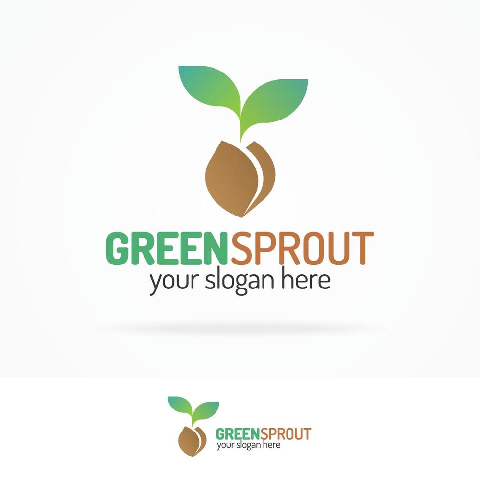 logo de pousse verte définie un style de couleur moderne avec des feuilles et des graines vecteur