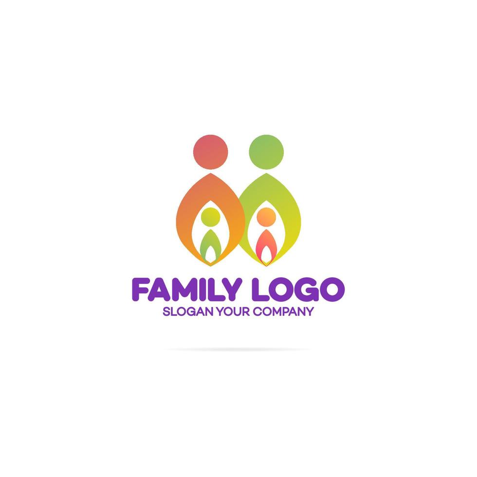 logo familial composé de figures simples papa, maman et enfants vecteur