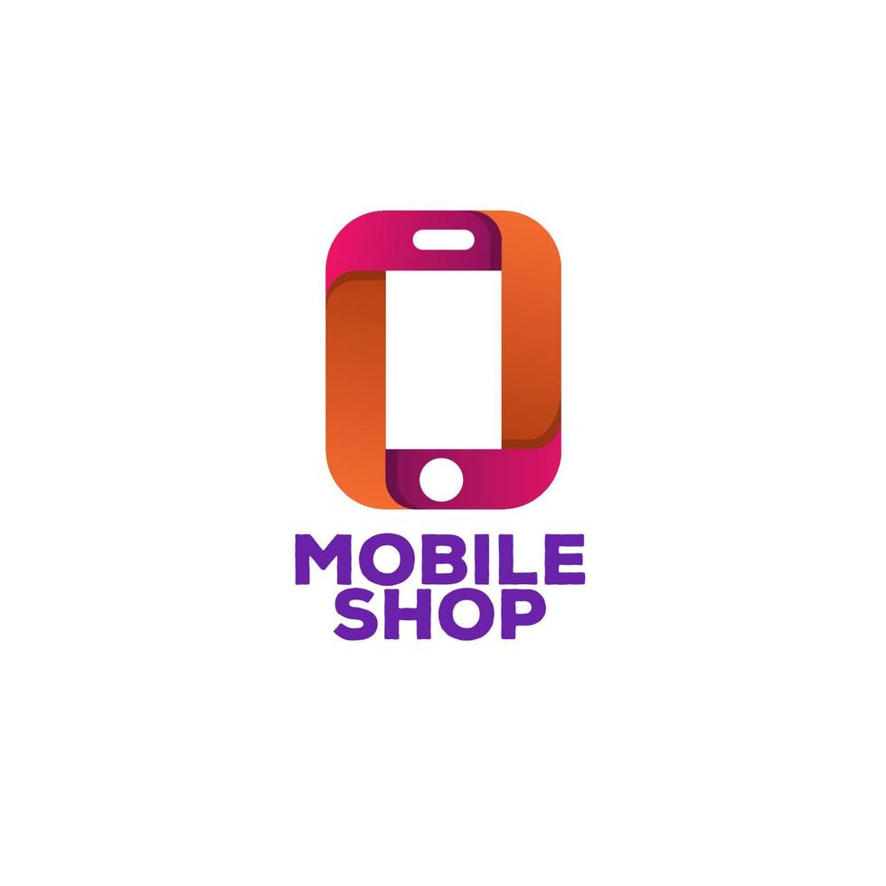 modèle de logo de boutique mobile avec téléphone vecteur